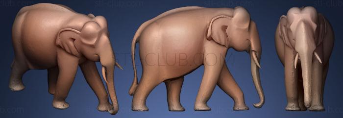 3D model Indian Elephant wooden statue (STL)