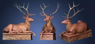 3D model Deer Liegende Wapiti Hirsche (STL)