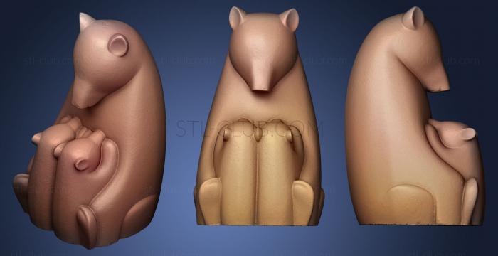 3D model Mother Bear and Cubs (STL)