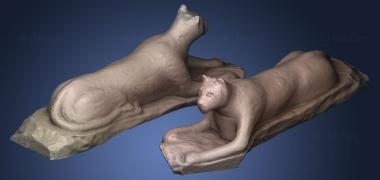 3D model Mountain Lion Carved Wooden Sculpture (STL)