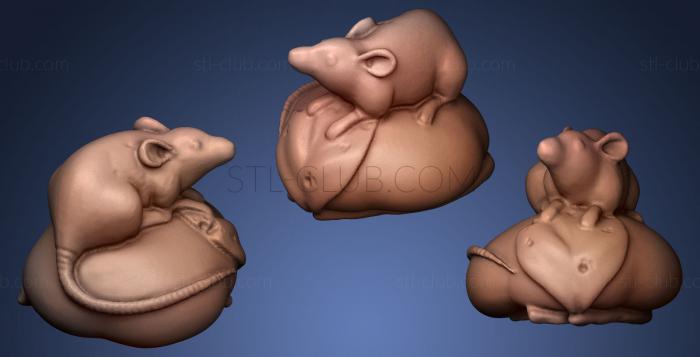 3D модель Крыса на нэцкэ из хурмы (STL)