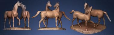 3D мадэль Встреча двух лошадей 2 (STL)