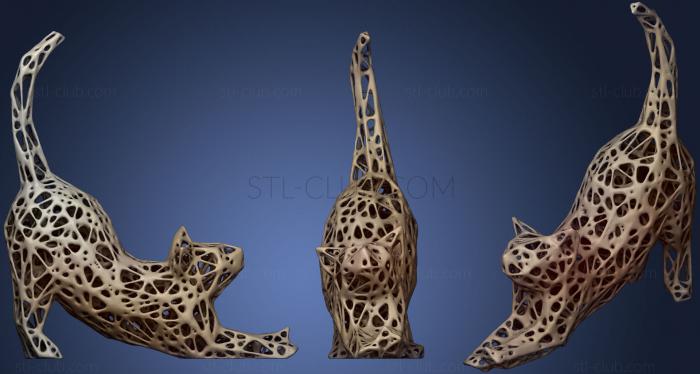 3D model Cat Stretch Voronoi Style (STL)