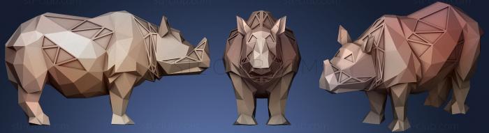 3D model Polygonal Asian Rhino Parametric (STL)