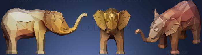 3D model Polygonal Elephant Female Parametric (STL)