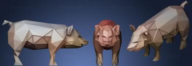 3D model Polygonal Pig Parametric (STL)