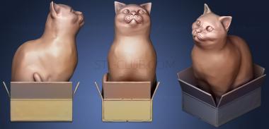 3D модель Шродинки Британская короткошерстная Кошка, Сидящая в коробке (STL)