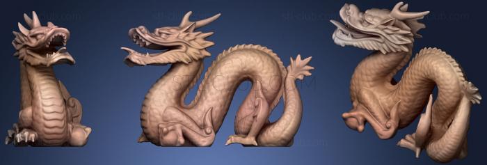 3D мадэль Стэнфордский дракон с плоским основанием (STL)
