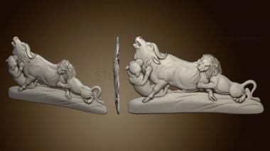 3D model Lions attack bull (STL)