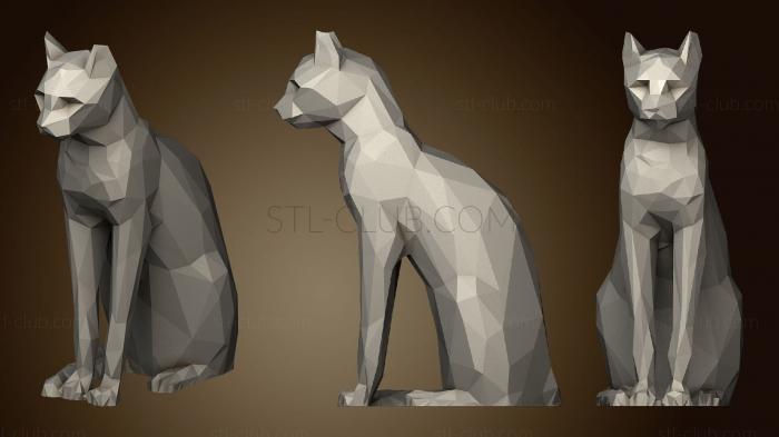 Low Poly Egyptian Cat Sculpture