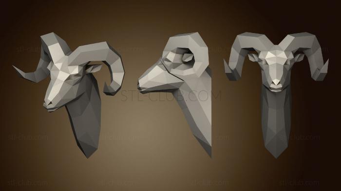 3D model Low Poly Ram s Head Trophy (STL)