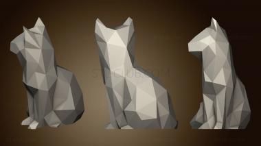 3D модель Низкополигональный Сидящий Кот! (STL)