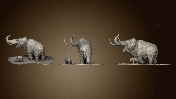 3D model Mammoth With Baby (STL)