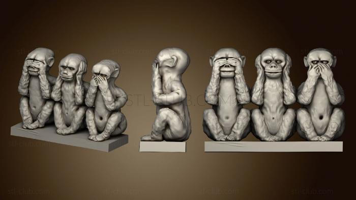 3D model Monkeys Hear See Silent (STL)