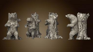 3D model Grizzly Bear Tree Stump Large (STL)