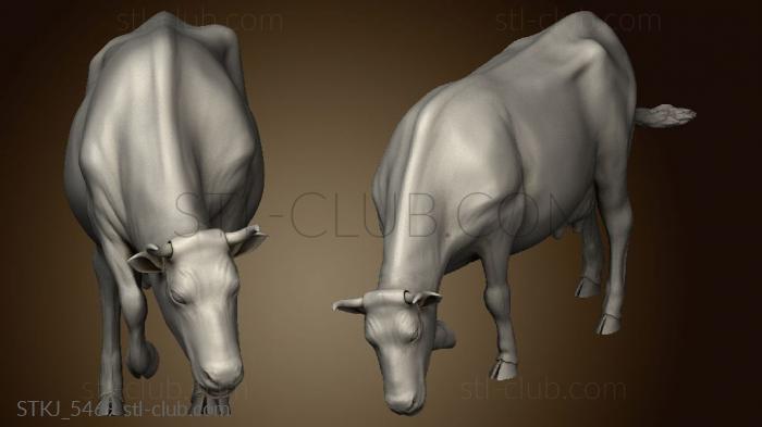 3D model Village Animal Cow Eating (STL)