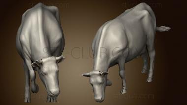 3D model Village Animal Cow Eating (STL)