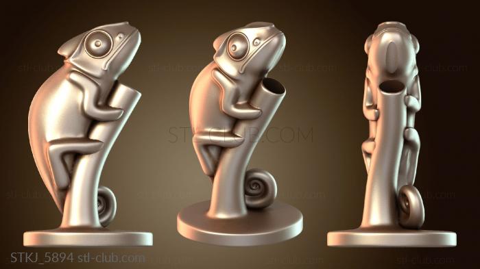 Статуэтки животных Гладкая подставка для ручки «Хамелеон»