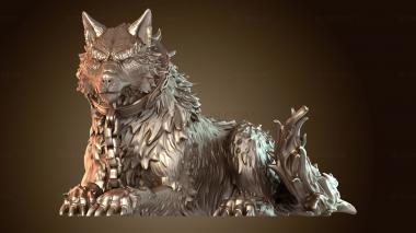 3D model Fenrir Wolf Chained Guarding (STL)