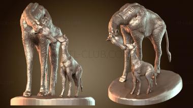 3D мадэль Жираф и теленок (STL)