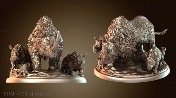 Статуэтки животных Семья шерстистых носорогов