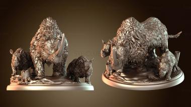 3D мадэль Семья шерстистых носорогов (STL)