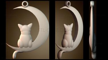 3D model Cat and Moon - pendant (STL)
