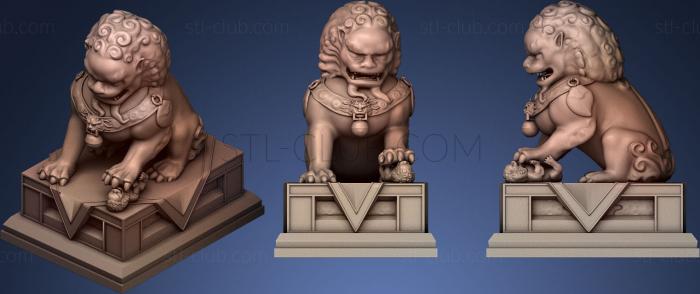 3D модель Реалистичная статуя китайского льва (STL)