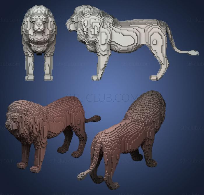 3D model geometric scuare detail Lion (STL)