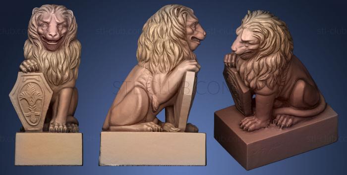 3D model guardian lion with a scuare shield (STL)