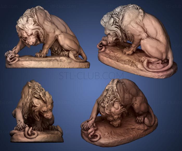 3D model lion crushing a serpent (STL)