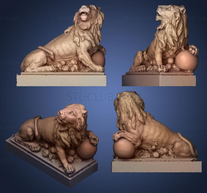 3D model Lion with playing ball (STL)