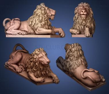 3D модель Лвен, лежащий лев, смотрит вверх (STL)