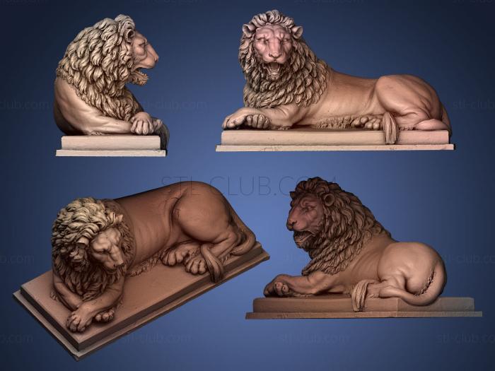 3D мадэль Лежащий лев с приоткрытой пастью влево (STL)