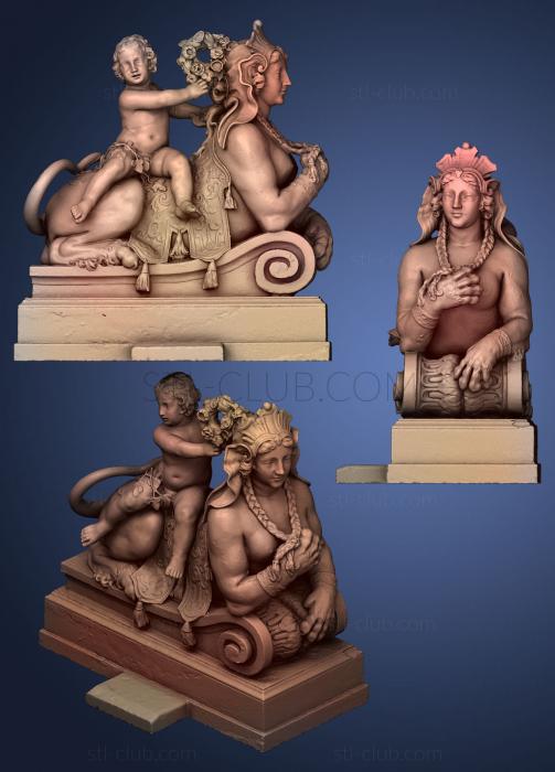 3D model Sphinx with playing child (STL)