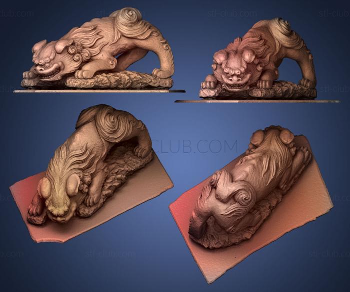 3D модель Храм Танаши Дзиндзя, китайский лев лежит (STL)
