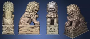 3D модель Мраморный лев у входа в буддийский храм (STL)