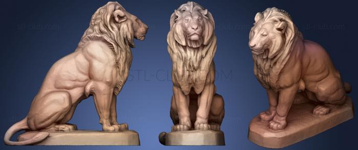 3D мадэль Скульптура сидящего льва (STL)