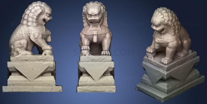 3D model Chinese lion statue 2 (STL)