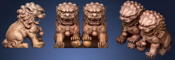 3D model Chinese Traditional Lion Stone Statue Sculpture (STL)