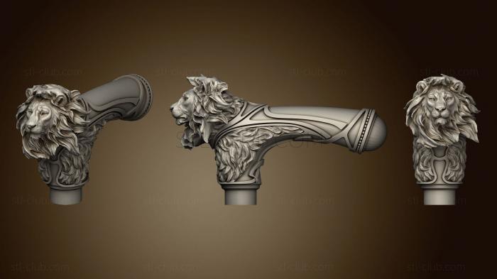 3D мадэль Ручка Трости для ходьбы со львом 2 (STL)