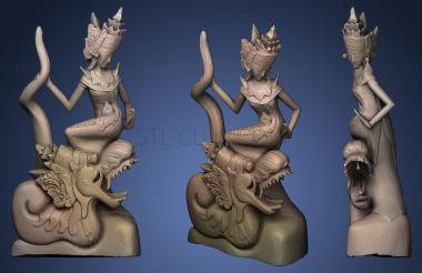 3D model Asian Carving Woman and Dragon (STL)