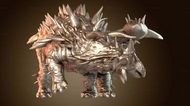 3D model Ankylosaurus Attacking Huge (STL)
