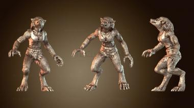 3D model Female Werewolf Feral Howling Moon (STL)