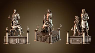 3D model Marvel Comics Hellfire Club Selene and Shaw Diorama Pillars (STL)