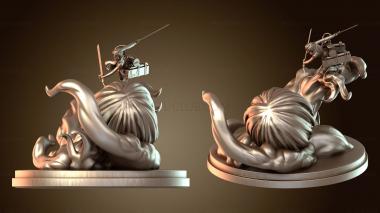 3D model Mikasa Ackermann with Titan Annie Diorama John Ken Smoke Fin (STL)