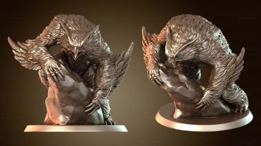 3D model Owlbear on Rock Open Mouth (STL)