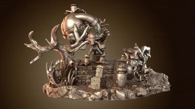 3D model Pokemon Battle Diorama Ghost vs Psychic (STL)