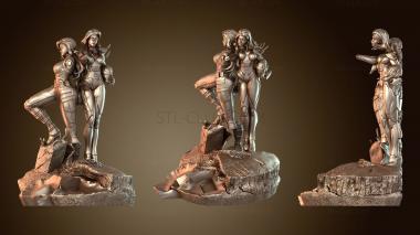 3D model She Captain America and Iron Woman Diorama (STL)