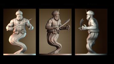 3D model Mr Djinni with a sword (STL)